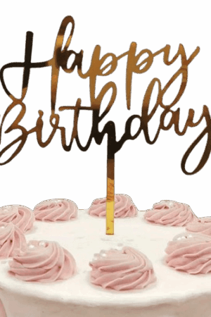 Topper na tort Happy Birthday złoty