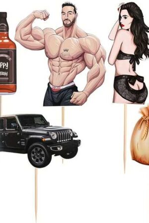 Topper na ciasto, tort babeczki Wieczór kawalerski dla chłopaka 5szt