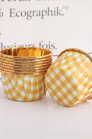 Foremki do babeczek 50szt w kratkę żółtą