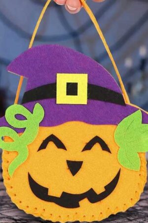 Torebka na cukierki filcowa Halloween Dynia