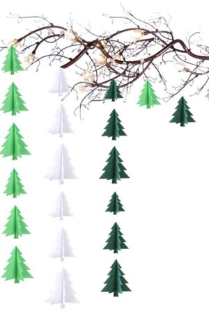 Choinka Girlanda Papierowa Dekoracyjna 3D biała