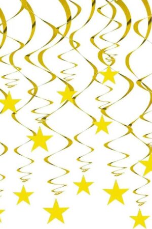 Świderek girlanda 80cm gwiazdki złote 6szt
