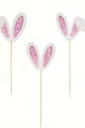 Topper na ciasto, tort babeczki Królik Uszy 3szt