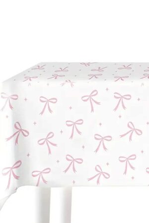 Obrus foliowy biały w kokardy 137x274 cm