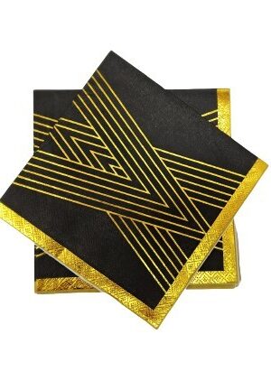 Serwetki czarne w złote paski 10szt