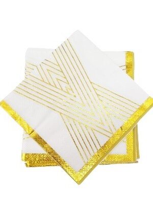 Serwetki białe w złote paski 10szt