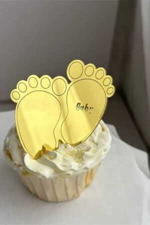 Topper na tort babeczki Baby stopy 5szt