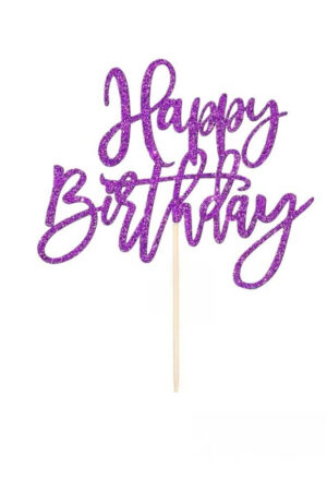 Topper na ciasto, tort Happy Birthday błyszczący