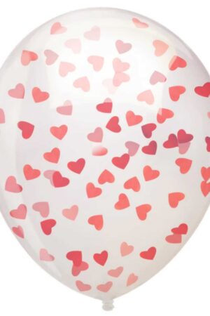 Balony lateksowe 12 cali 100szt z konfetti serca czerwone