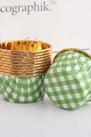 Foremki do babeczek 50szt w kratkę zieloną