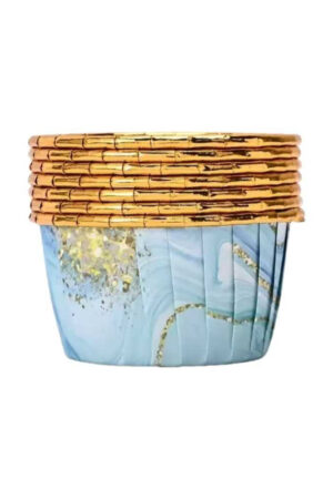 Foremki do babeczek 50szt marmurkowy niebieski