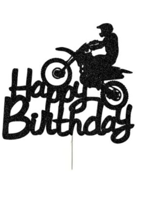 Topper na ciasto, tort Happy Birthday Motor, błyszczący