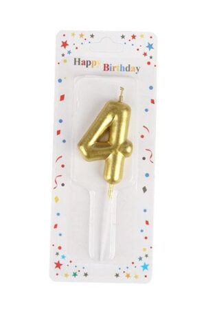 Świeczka cyfra 4 , złota