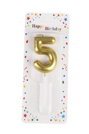 Świeczka cyfra 5 , złota