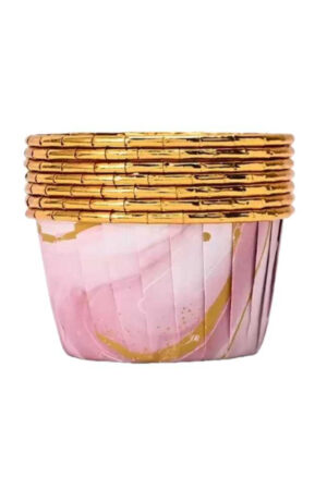 Foremki do babeczek 50szt marmurkowy różowy