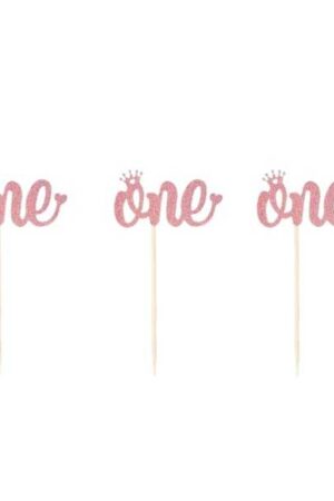 Topper na ciasto, tort babeczki One Roczek 3szt, błyszczące