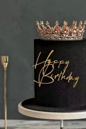 Topper na tort Happy Birthday  złoty