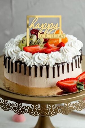 Topper na tort Happy Birthday  złoty