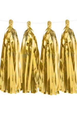 Girlanda dekoracyjna frędzle złote 10szt , złoty