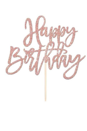 Topper na ciasto, tort Happy Birthday błyszczący