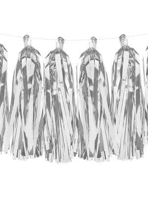 Girlanda dekoracyjna frędzle srebrne 10szt ,