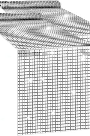 Bieżnik na stół srebrny błyszczący 30x275cm, disco