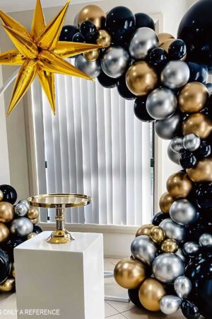 Girlanda balononowa zestaw balonów czarno złoty 96szt