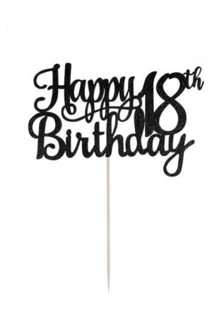 Topper na ciasto, tort Happy Birthday 18 urodziny, błyszczący