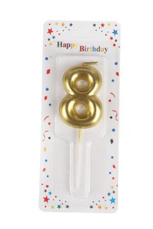 Świeczka cyfra 8 , złota