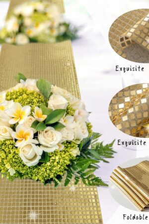 Bieżnik na stół złoty błyszczący 30x275cm, organza