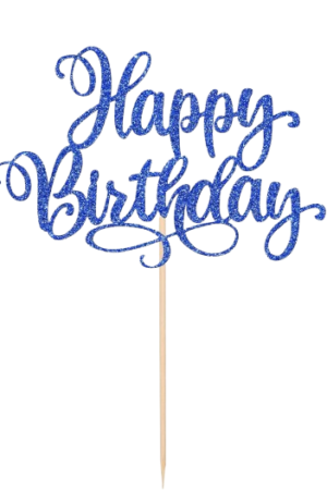 Topper na ciasto, tort Happy Birthday błyszczący