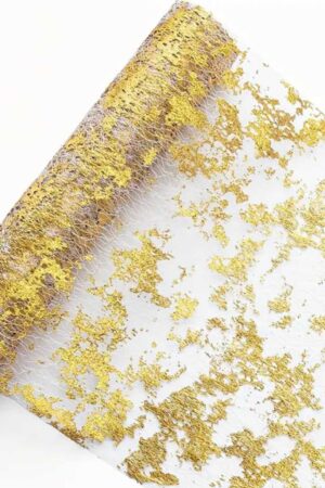 Organza złota błyszcąca, bieżnik na stół 28x275cm