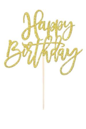 Topper na ciasto, tort Happy Birthday błyszczący