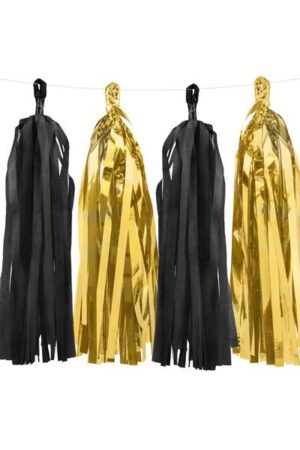Girlanda dekoracyjna frędzle złoty i czarny 10szt