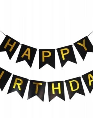 Baner czarny Happy Birthday