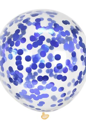 Balony lateksowe 12 cali 100szt z konfetti niebieskim