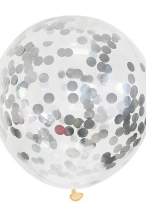 Balony lateksowe 12 cali 100szt z konfetti srebrnym