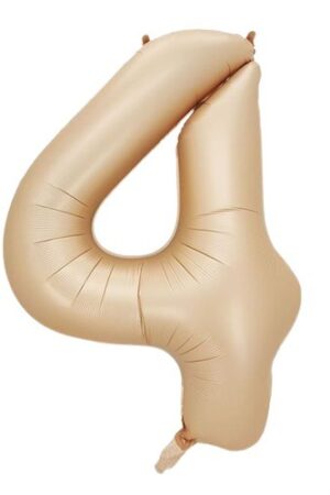 Balon foliowy cyfra 4 beżowa boho, 40 cali