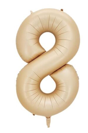 Balon foliowy cyfra 8 beżowa boho, 40 cali