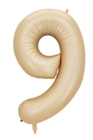 Balon foliowy cyfra 9 beżowa boho, 40 cali