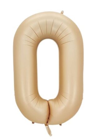 Balon foliowy cyfra 0 beżowa boho, 40 cali