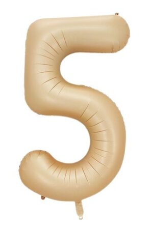 Balon foliowy cyfra 5 beżowa boho, 40 cali