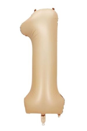 Balon foliowy cyfra 1 beżowa boho, 40 cali