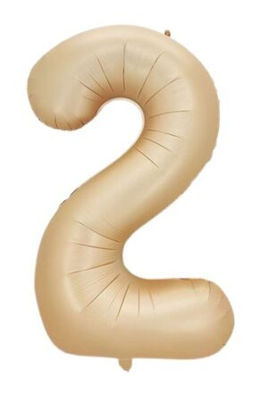 Balon foliowy cyfra 2 beżowa boho, 40 cali