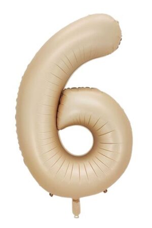 Balon foliowy cyfra 6 beżowa boho, 40 cali