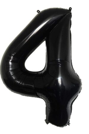 Balon foliowy cyfra 4 czarny, 32cale