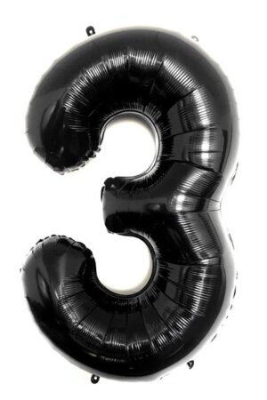 Balon foliowy cyfra 3 czarny, 32cale