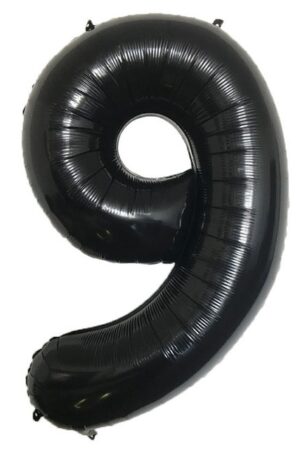 Balon foliowy cyfra 9 czarny, 32cale