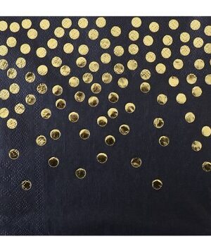 Serwetki czarne w złote kropki 10szt