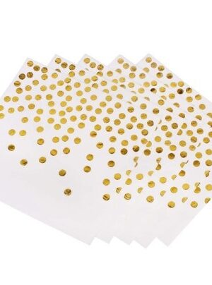 Serwetki białe w złote kropki 10szt